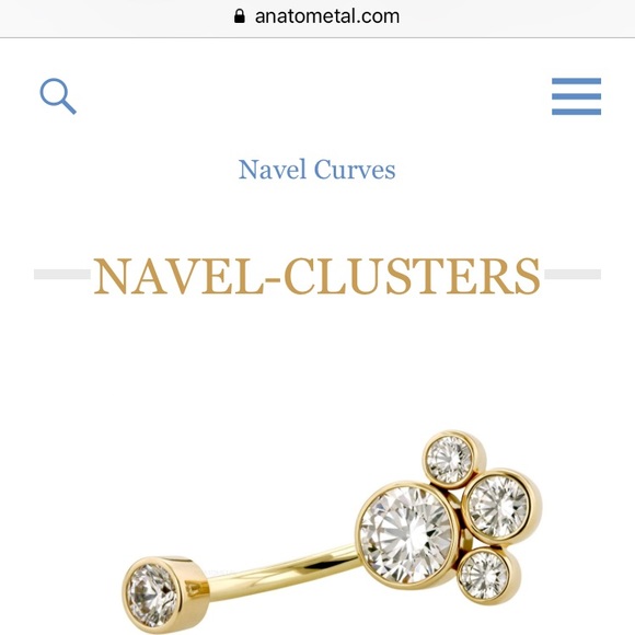 Anatometal 14G Titanium Navel Tri-Cluster CZ Stone - Picture 5 of 5